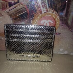 Michael Kors Silver Snakeskin Cardholder NWT